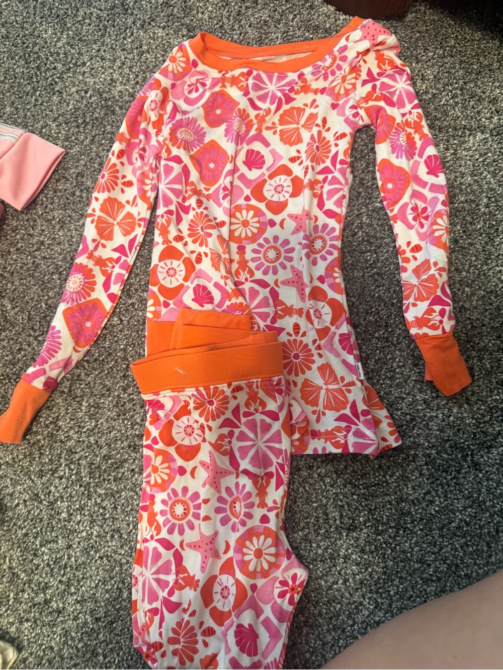 Little Sleepies Pink and Orange Floral Kids Pajama Set